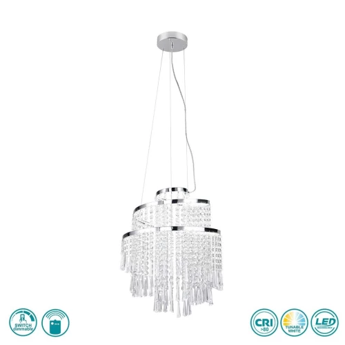 ΦΩΤ ΚΡΕΜΑΣΤΟ LED  ΓΥΑΛΙ ΔΙΑΦΑΝΟ 38W CCT POMP R37349106