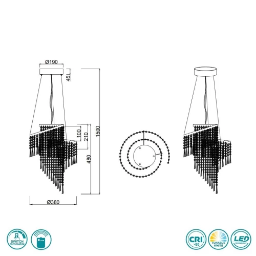 ΦΩΤ ΚΡΕΜΑΣΤΟ LED  ΓΥΑΛΙ ΔΙΑΦΑΝΟ 38W CCT POMP R37349106