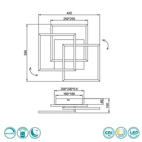 ΠΛΑΦΟΝΙΕΡΑ ΟΡΟΦΗΣ LED MOBILE 27W CCT ΑΣΗΜΙ R62883107
