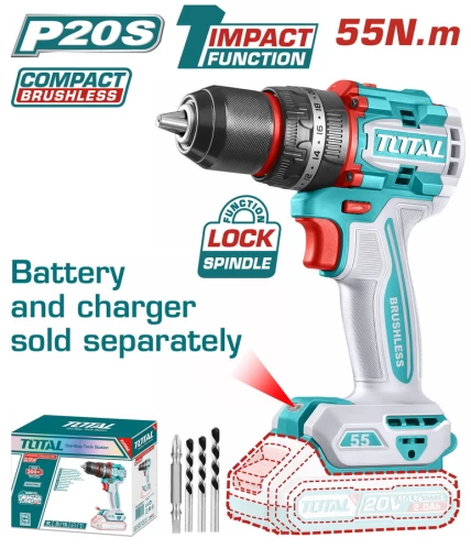 TOTAL ΕΠΑΓΓ. ΔΡΑΠΑΝΟΚΑΤΣΑΒΙΔΟ ΚΡΟΥΣΤ ΜΠΑΤ. Li-ion 20V / 55Nm BL Motor (TIDLI205581)