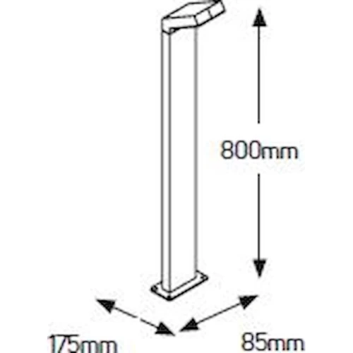 ΚΟΛΩΝΑΚΙ LED ΠΛΑΚΕ H=80cm 6W 3000K ΑΝΘΡΑΚΙ IP54