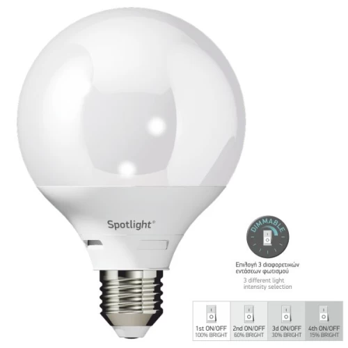ΛΑΜΠΤΗΡAΣ LED GLOBE E27 SWITCH DIM 10W 3000K