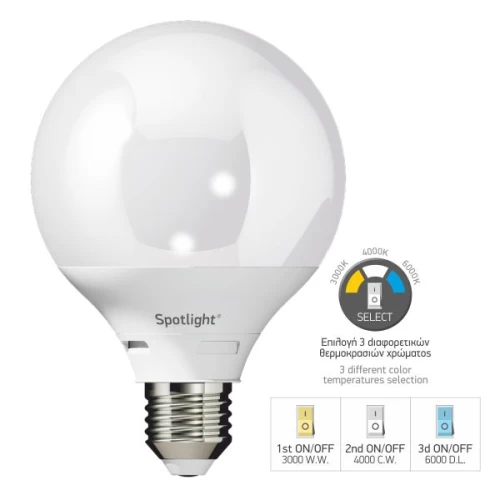 ΛΑΜΠΤΗΡAΣ LED GLOBE E27 SWITCH TEMP 10W