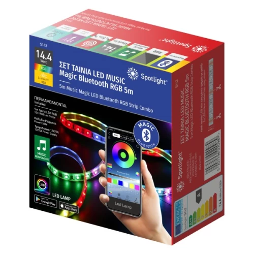 ΣΕΤ ΤΑΙΝΙΑ LED RGB+BLUETOOTH 12V 14.4W