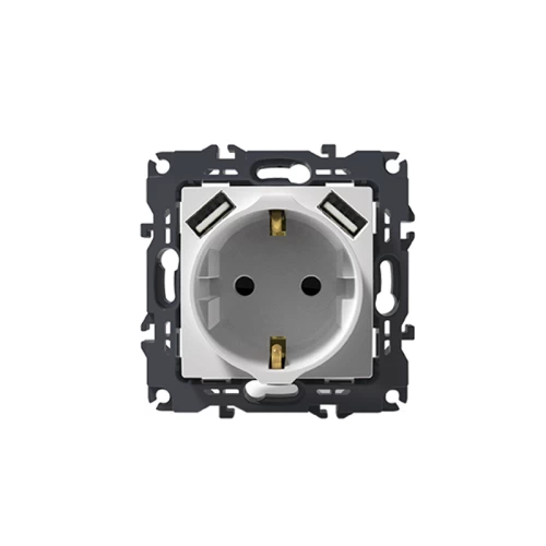 PRIME ΠΡΙΖΑ ΣΟΥΚΟ ΑΣΦΑΛΕΙΑΣ 1x2P+E 16A 250VAC & 2 USB 5VDC 3.1A IP20 ΛΕΥΚΗ