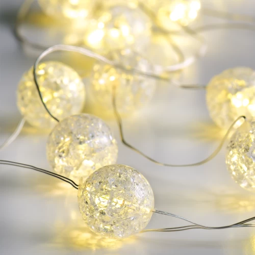BALL Σχέδιο 20 LED ΛΑΜΠΑΚ ΣΕΙΡΑ ΘΕΡΜΟ ΛΕΥΚΟ ΑΣΗΜΙ ΚΑΛΩΔ ΧΑΛΚΟΥ & ΜΠΑΤΑΡ 2xAA IP20 2m+10cm 1.2W