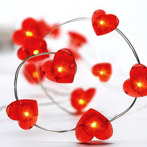 RED HEART, 20 LED  ΛΑΜΠ. ΧΑΛΚΟΥ, ΚΟΚΚΙΝΟ,  ΑΣΗΜΙ. ΚΑΛ. & ΜΠΑΤ. 2xAA, IP20, 2M+10CM, 1.2W