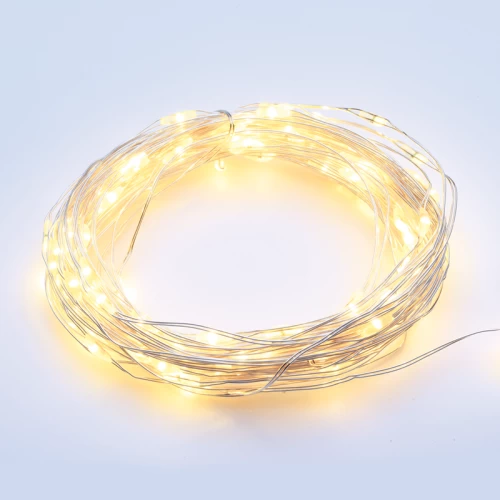 12 LED ΛΑΜΠΑΚ ΣΕΙΡΑ ΘΕΡΜΟ ΛΕΥΚΟ ΑΣΗΜΙ ΚΑΛΩΔ ΧΑΛΚΟΥ & ΜΠΑΤΑΡ 2xAA IP20 1.2m+10cm 0.72W