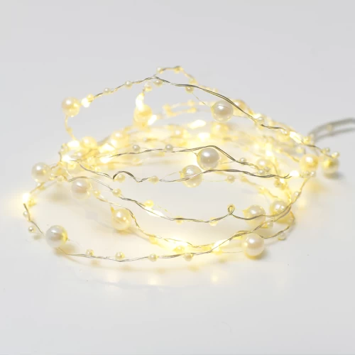 PEARL Σχέδιο 20 LED ΛΑΜΠΑΚ ΣΕΙΡΑ ΘΕΡΜΟ ΛΕΥΚΟ ΑΣΗΜΙ ΚΑΛΩΔ ΧΑΛΚΟΥ & ΜΠΑΤΑΡ 2xAA IP20 2m+10cm 1.2W