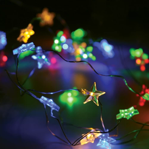 STAR, 20 LED ΛΑΜΠ. ΧΑΛΚΟΥ, RGBY, ΑΣΗΜΙ. ΚΑΛ. & ΜΠΑΤ. 2xAA, IP20, 2M+10CM, 1.2W