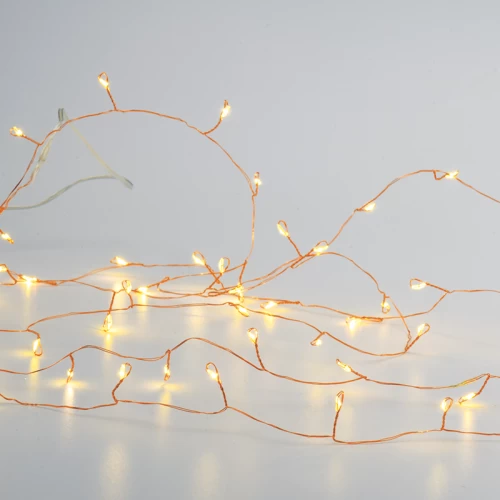 50 CLUSTER LED ΛΑΜΠΑΚ ΣΕΙΡΑ ΘΕΡΜΟ ΛΕΥΚΟ ΧΑΛΚΙΝΟ ΚΑΛΩΔ ΧΑΛΚΟΥ & ΜΠΑΤΑΡ 3xAA IP20 2.5m+30cm 3W