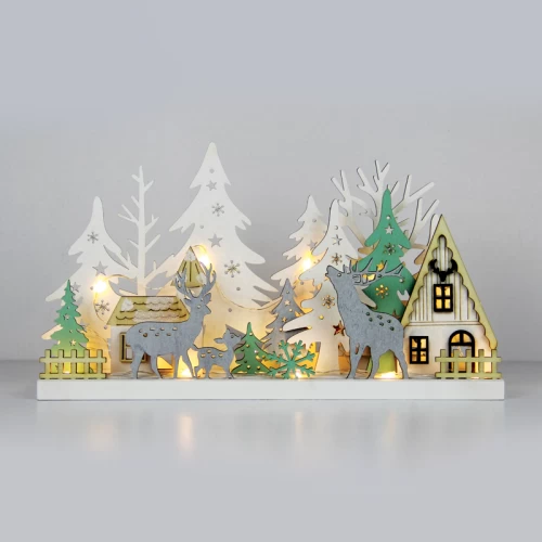 ^ WOODEN X-MAS 3 15 MINI LED WW Λ/ΚΙΑ ΜΠ/ΡΙΕΣ (2AAA) IP20 30X5.7X16.5CM