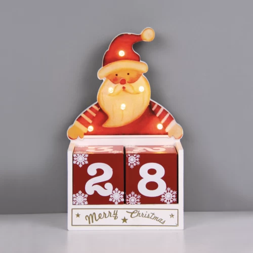 ^ WOODEN SANTA CALENDAR 6 LED WW Λ/ΚΙΑ ΜΠ/ΡΙΕΣ (2AAΑ) IP20 12.5X6.7X20.5M