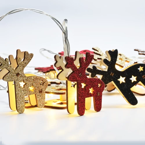 ^ WOODEN DEER RED-BLACK-GOLD-SILVER 10LED ΛΑΜΠΑΚ ΣΕΙΡ ΜΠΑΤ(3xAA)WW, IP20, 135+30cm, ΔΙΑΦ ΚΑΛ ΤΡΟΦ
