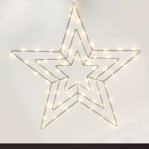 ^THREE STARS70 ΜΙΝΙ LED ΛΑΜΠ, WW, ΑΣΗΜΙ ΚΑΛΩΔ ΧΑΛΚΟ, ΑΝΤΑΠΤ(3.5VDC),IP44  65.5X65.5CM&3MΔΙΑΦ.ΚΑΛ.
