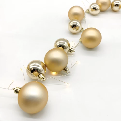 ^ 40 SILVER-CHROME BALLS 80 CLUSTER MINI LED ΣΕΙΡΑ, WW, ΑΣΗΜ. ΚΑΛΩΔ. ΧΑΛΚ, ΜΠΑΤ.(3ΑΑ)IP20 30cm+2m