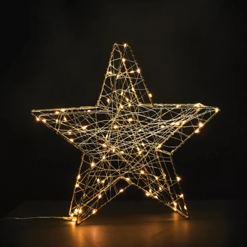 ^ 3D Copper Wire Metal Motifs  ΑΣΤΕΡΙ 80 ΜINI LED ΛΑΜΠΑΚ ΜΕ ΚΑΛΩΔΧΑΛΚΟΥ & ΑΝΤΑΠΤΡΟΡΑ(3V DC)ΘΕΡΜΟ