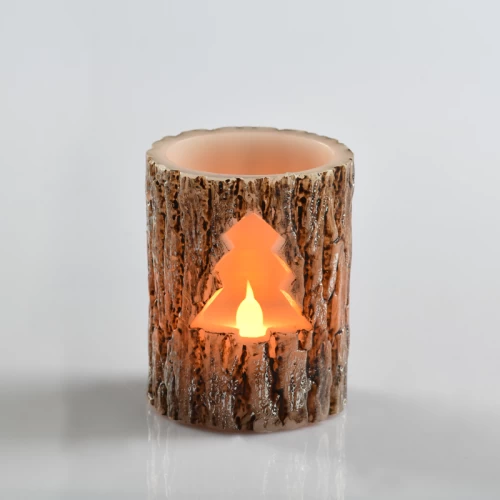 ^ XMAS TREE WAX CANDLE, 1  LED ΛΑΜΠ. ΜΠΑΤ. (3xAAA), WW,IP20, φ7.5x10cm