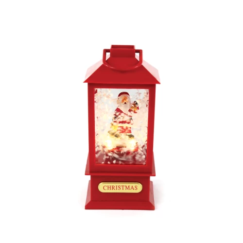PLASTIC SNOWY MUSIC SANTA LANTERN, 2 MINI LED ΛΑΜΠΑΚ. WW, ΜΠΑΤ. (3ΑA),IP20, 10Χ10Χ20CM
