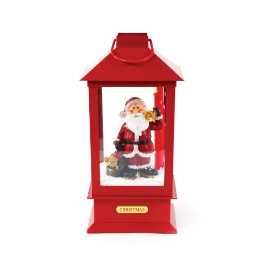 ^ PLASTIC SNOWY MUSIC SANTA LANTERN, 2 MINI LED ΛΑΜΠΑΚ. WW, ΜΠΑΤ. (3ΑΑ),IP20, 16X16X35CM