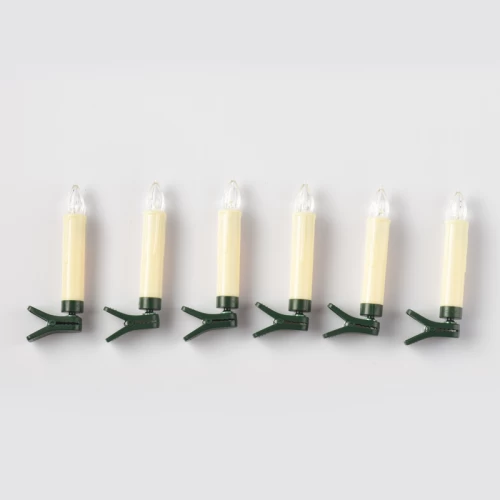 ^ 6 WHITE MINI CLIPS CANDLES, 6*1  LED ΛΑΜΠ. ΜΠΑΤ. (6*AAA), WW,IP20, φ1.5X10.5cm