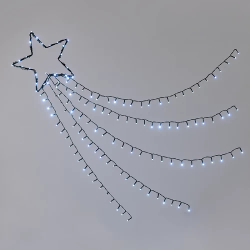 ^ SHOOTING STAR, 5 ROWS, 150 CW LED 8 ΛΕΙΤΟΥΡΓ., ΑΝΤΑΠ. (4.5VDC) IP44  30cm (1m ΟΥΡΑ), 5m. ΚΑΛ. ΤΡ