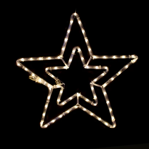 ^ DOUBLE STARS 72 LED ΣΧΕΔΙΟ 3m ΜΟΝΟΚΑΝΑΛ ΦΩΤΟΣΩΛ ΘΕΡΜΟ ΛΕΥΚΟ ΜΗΧΑΝΙΣΜΟ FLASH IP44 55cm 1.5m ΚΑΛΩ