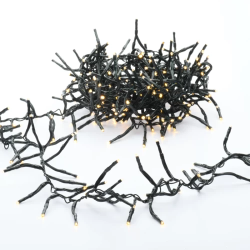 ^ 300 CLUSTER LED ΛΑΜΠ. ΣΕΙΡΑ (ANA 5cm), WW,ΑΝΤΑΠΤ.(31VDC) & 8  ΠΡΟΓΡΑΜ.,IP44, 5m, ΠΡΑΣΙΝΟ ΚΑΛ.