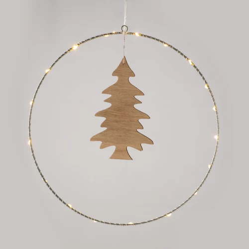 ^ HANGING CIRCLE WOODEN TREE 20 MINI LED WW Λ/ΚΙΑ ΜΠ/ΡΙΕΣ (3AA) IP20 Φ30CM (9.5Χ16CM), 30CM ΔΙΑΦ.
