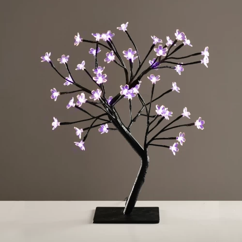 ^ TREE WITH FLOWERS OF SILICONE  36LED ΛΑΜΠΑΚ ΜΕ ΑΝΤΑΠΤΟΡΑ(24V DC)ΜΩΒ IP20 45cm 3m ΜΑΥΡΟ ΚΑΛΩΔΙΟ
