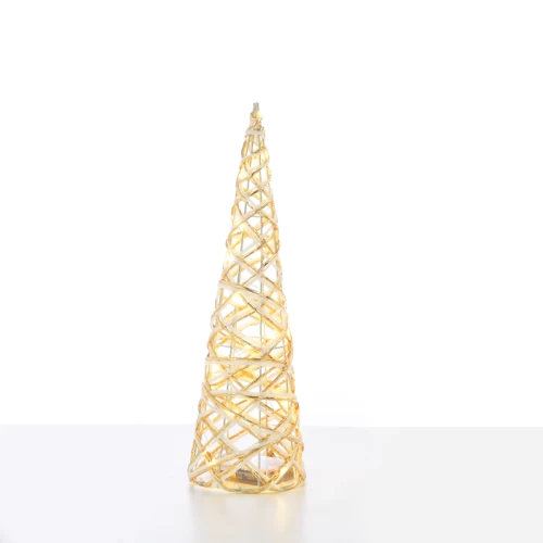 ^ WHITE & GOLD CONE TREE 20 MINI WW LED ΛΑΜΠ. ΜΠΑΤ. 3ΧΑΑ,IP20 Φ13X40CM