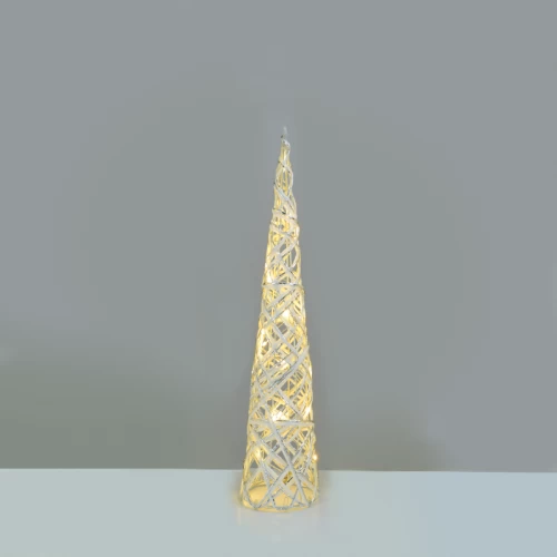 ^ WHITE & SILVER CONE TREE 20 MINI WW LED ΛΑΜΠ. ΜΠΑΤ. 3ΧΑΑ,IP20 Φ13X40CM