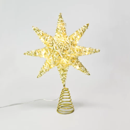 ^ GOLD TINSEL THREAD STAR 1 20 MINI WW LED ΛΑΜΠ. ΜΠΑΤ. 3ΧΑΑ,IP20 28x5x20cm