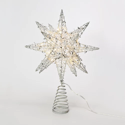 ^ SILVER TINSEL THREAD STAR 2 20 MINI WW LED ΛΑΜΠ. ΜΠΑΤ. 3ΧΑΑ,IP20 28x5x20cm