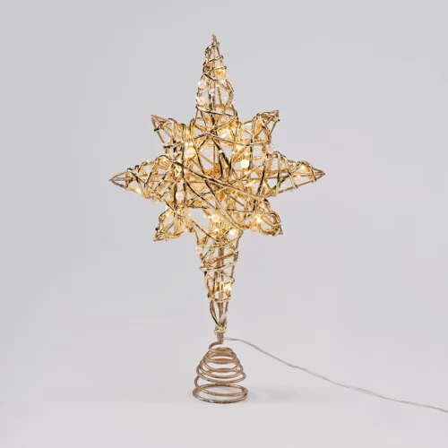 ^ GOLD & WHITE BEAD STAR  20 MINI WW LED ΛΑΜΠ. ΜΠΑΤ. 3ΧΑΑ,IP20 37x5x20cm