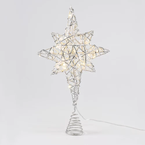 ^ SILVER & WHITE BEAD STAR  20 MINI WW LED ΛΑΜΠ. ΜΠΑΤ. 3ΧΑΑ,IP20 37x5x20cm