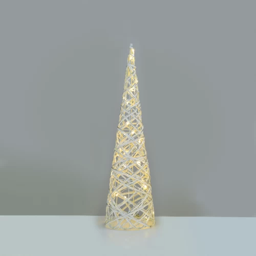 ^ WHITE & SILVER CONE TREE 30 MINI WW LED ΛΑΜΠ. ΜΠΑΤ. 3ΧΑΑ,IP20 Φ17X60CM