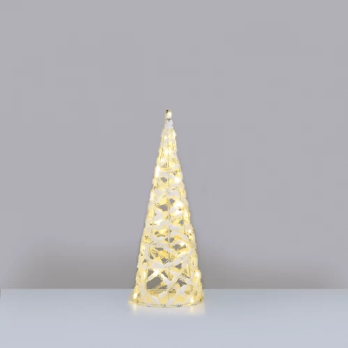 ^ WHITE COTTON THREAD CONE TREE 30 MINI WW LED ΛΑΜΠ. ΜΠΑΤ. 3ΧΑΑ,IP20 Φ18.5X50CM