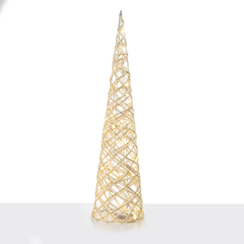 ^ WHITE & GOLD CONE TREE 40 MINI WW LED ΛΑΜΠ. ΜΠΑΤ. 3ΧΑΑ,IP20 Φ20.5X80CM