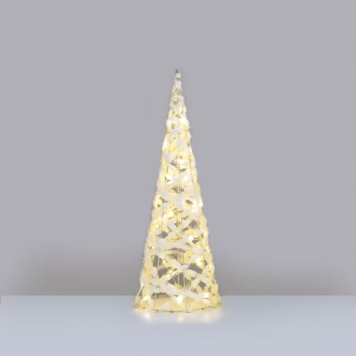 ^ WHITE COTTON THREAD CONE TREE 40 MINI WW LED ΛΑΜΠ. ΜΠΑΤ. 3ΧΑΑ,IP20 Φ20.5X60CM