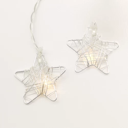 ^ METAL STARS 10 LED ΛΑΜΠΑΚ ΣΕΙΡΑ ΜΠΑΤΑΡ.(3xAA) & ΧΡΟΝΟΔΙΑΚ (6ΟΝ/18OFF) ΘΕΡΜΟ ΛΕΥΚΟ ΑΣΗΜΙ ΜΕΤΑΛ