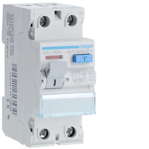 ΡΕΛΕ ΔΙΑΡΡΟΗΣ HAGER 2P/40 30mA CDC740H