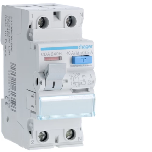 ΡΕΛΕ ΔΙΑΡΡΟΗΣ HAGER ΤΥΠΟΥ Α 2Χ40Α/30mA CDA240H