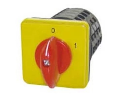 ΔΙΑΚΟΠΤΗΣ ΠΕΡΙΣΤΡΟΦΙΚΟΣ 0-1 3P 20A ΜΕ ΠΛΑΚΑ 50X50 ΚΙΤΡΙΝΗ