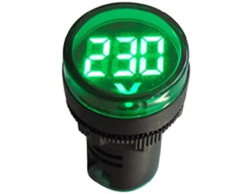 ΟΡΓΑΝΟ ΠΙΝΑΚΟΣ ΒΟΛΤΟΜΕΤΡΟ ΨΗΦΙΑΚΟ AC Φ22 60-500V LED ΠΡΑΣΙΝΟ 