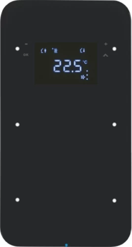 ΜΠΟΥΤΟΝ KNX ΑΦΗΣ 4 ΕΝΤΟΛΩΝ ΜΕ ΘΕΡΜΟΣΤΑΤΗ Β.TOUCH SENSOR R.1 ΓΥΑΛΙ ΜΑΥΡΟ