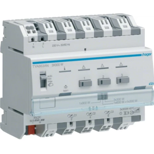 ΕΝΕΡΓΟΠΟΙΗΤΗΣ KNX ΡΥΘΜΙΣΗΣ ΦΩΤΙΣΜΟΥ 3 ΕΞ 300W(60WCFL/LED) TYA663AN