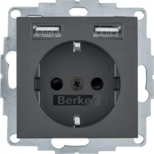 ΠΡΙΖΑ BERKER ΣΟΥΚΟ ME ΘΥΡΕΣ USB  S.1/Β.3/Β.7 ΑΝΘΡΑΚΙ