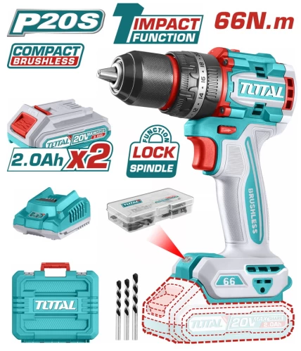 TOTAL ΔΡΑΠΑΝΟΚΑΤΣΑΒΙΔΟ ΜΠΑΤ. Li-ion 20V / 2Ah / 66Nm / 2 ΜΠΑΤ (TIDLI20668E)